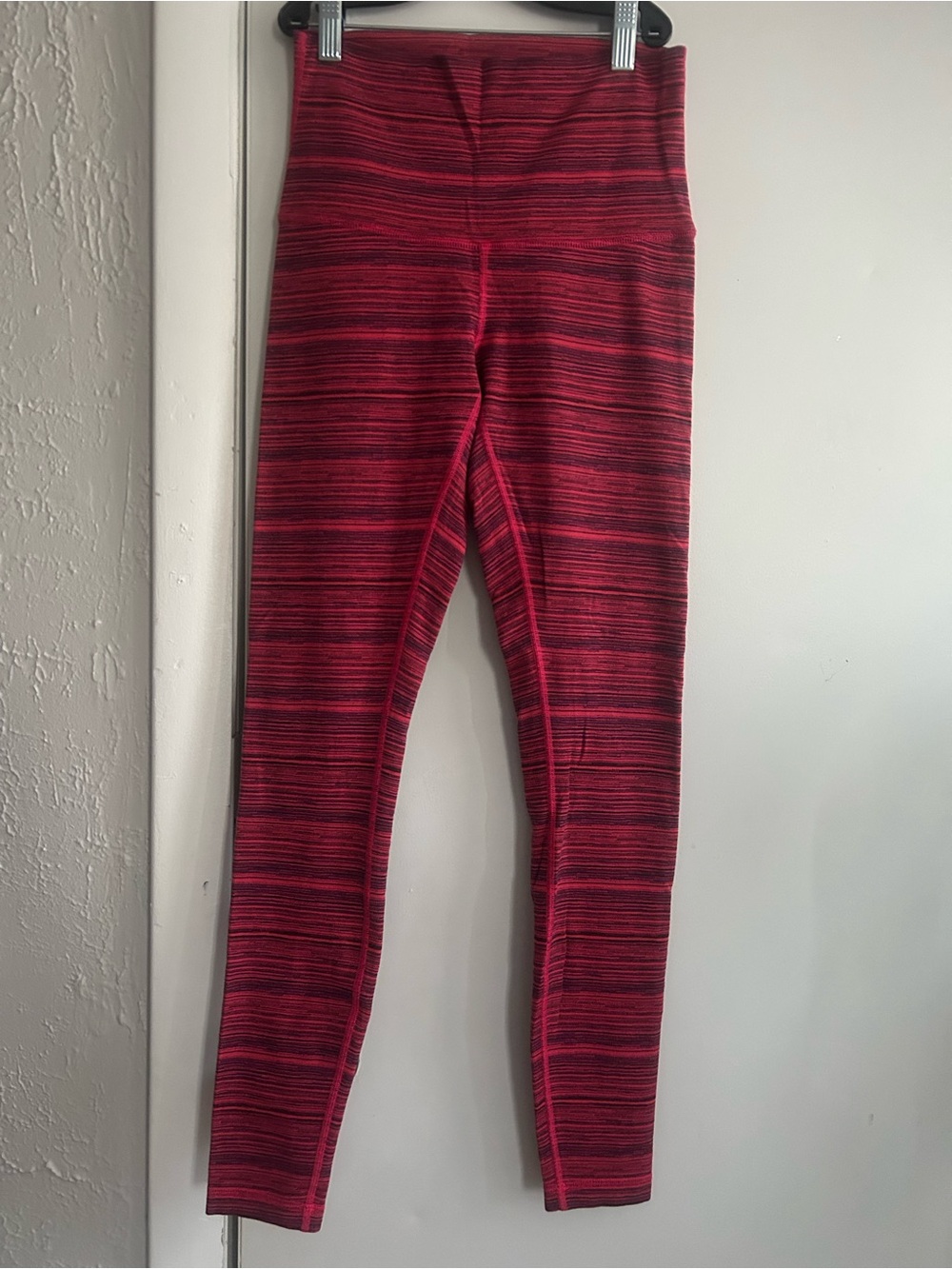 lululemon athletica Red and Black Striped High-Waist Leggings
